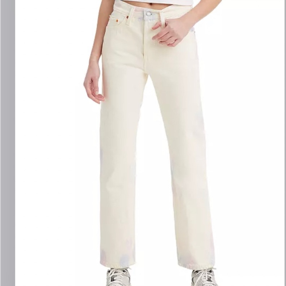 Levi high waist straight jeans white/cream